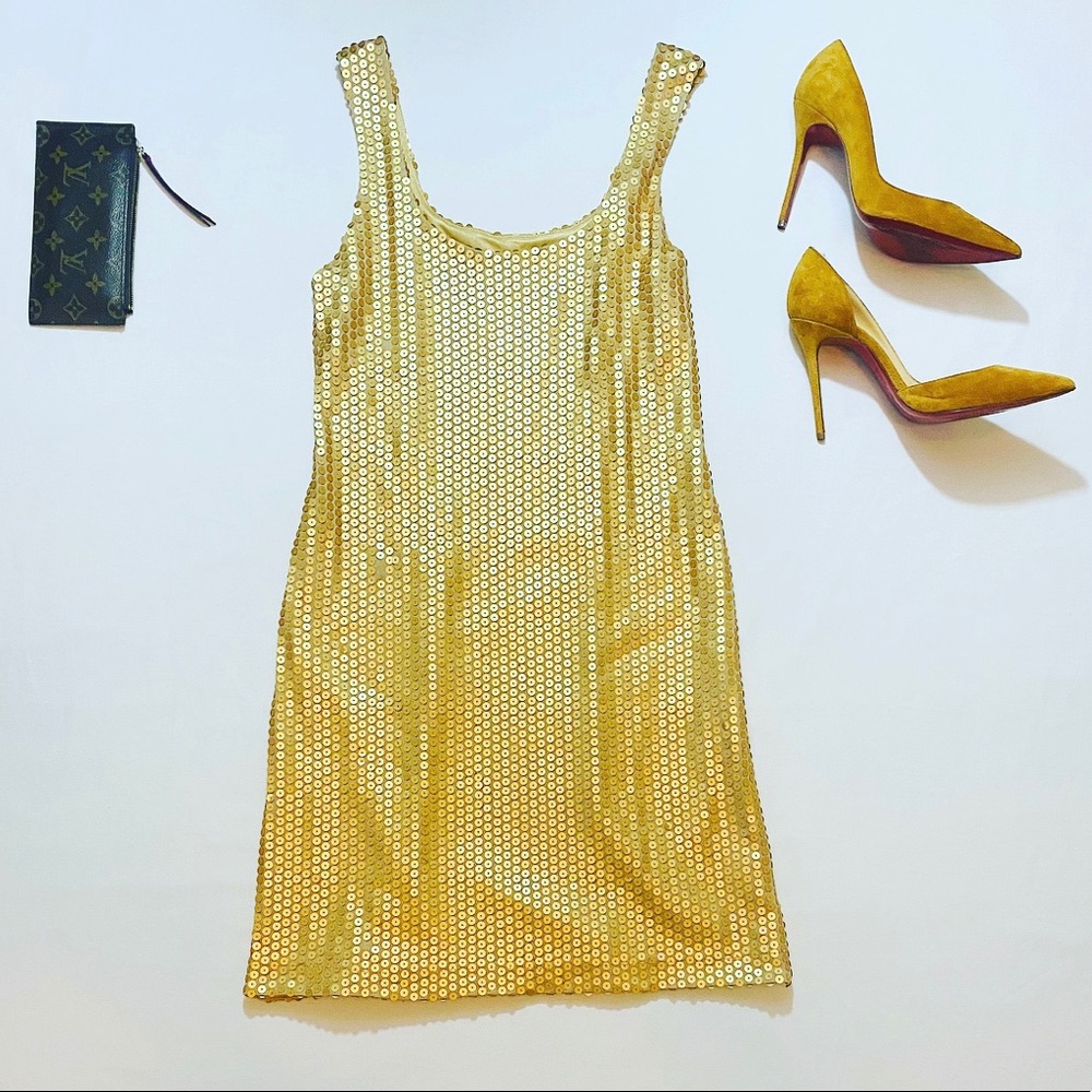 2/$36 Bailey 44 Gold Sequin Midi Dress